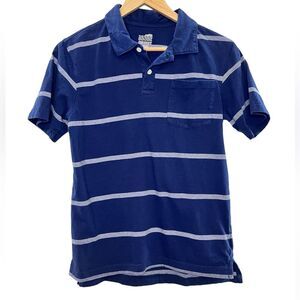 Old Navy Boy’s Blue White Striped Short Sleeve Polo Shirt, Size XL 14-16